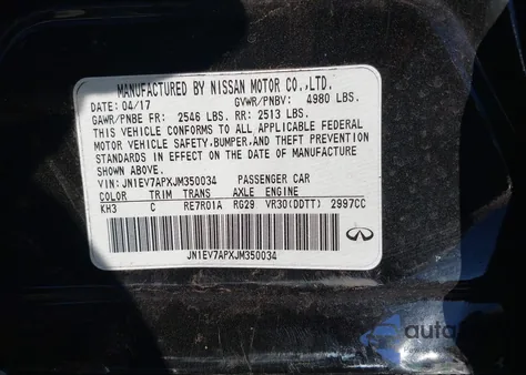 2018 Infiniti Q50 3.0T Luxe из США, поврежденный, VIN JN1EV7APXJM350034